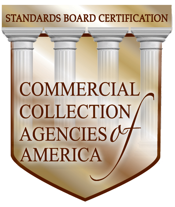 A gold shield with pillars and the words standards board certification.