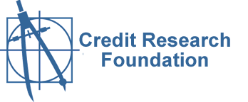 A black background with the words credit research foundation in blue.